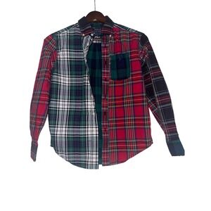 Polo Ralph Lauren Kids Plaid Patchwork Button Down Shirt Size M 10-12